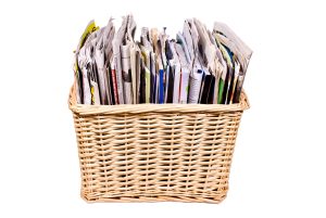 woven basket with magazines